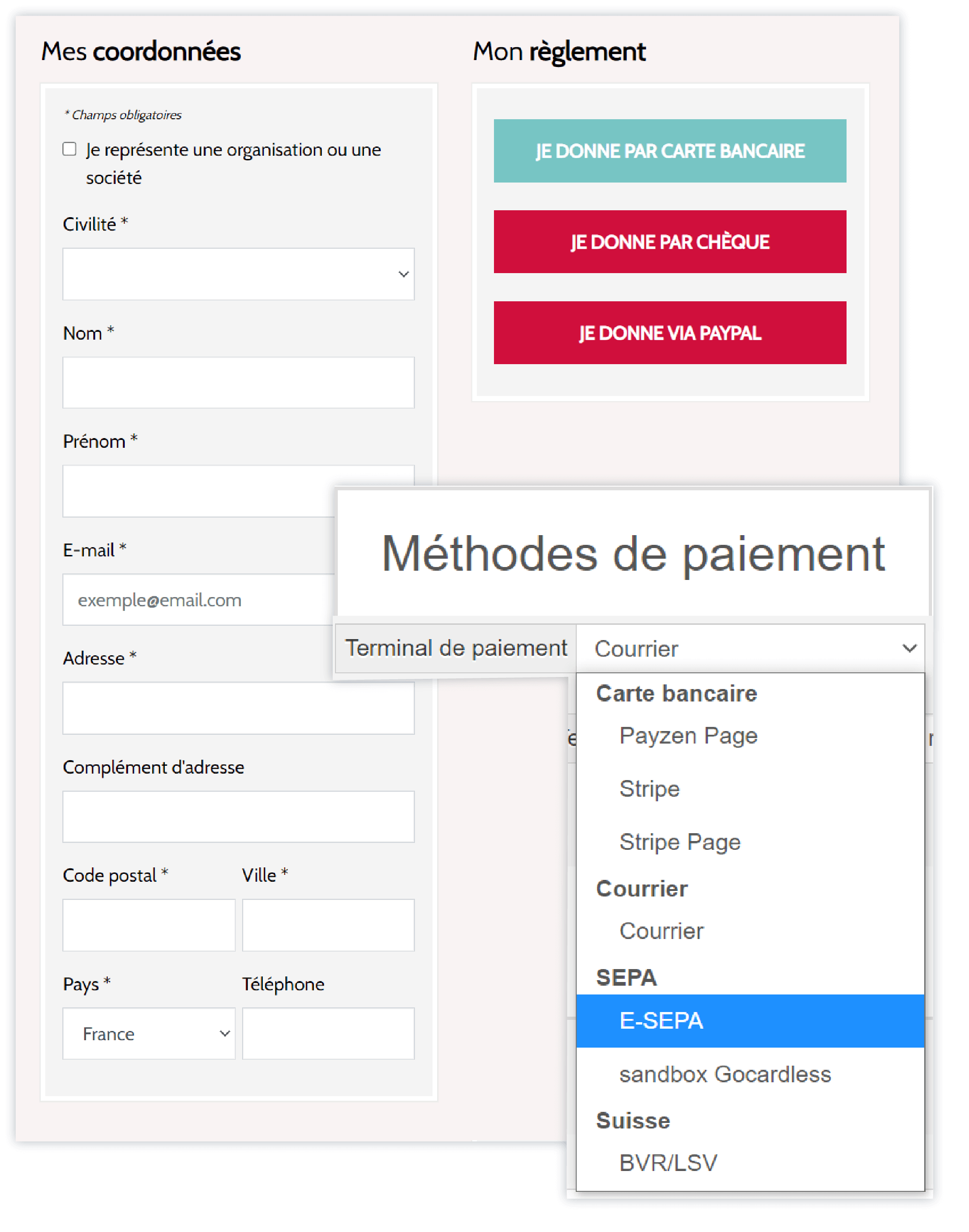 Demandez toutes les informations nécessaires pour procéder au don