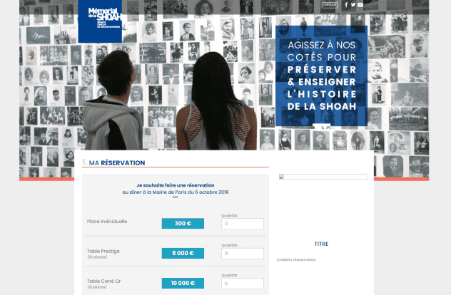 fonctionnalités formulaire d'adhésion inscription pour le mémorial de la shoah givexpert