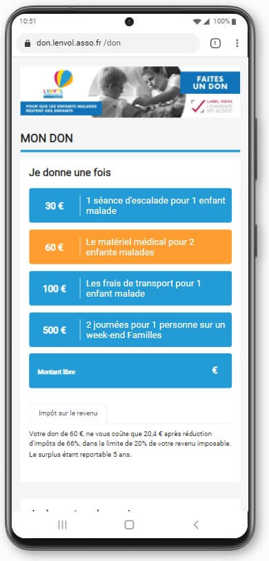 formulaire de collecte de dons l'envol - santé