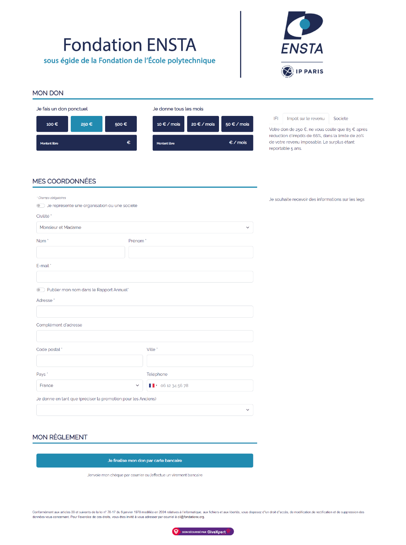 formulaire de don fondation de l'ecole polytechnique fondation ensta